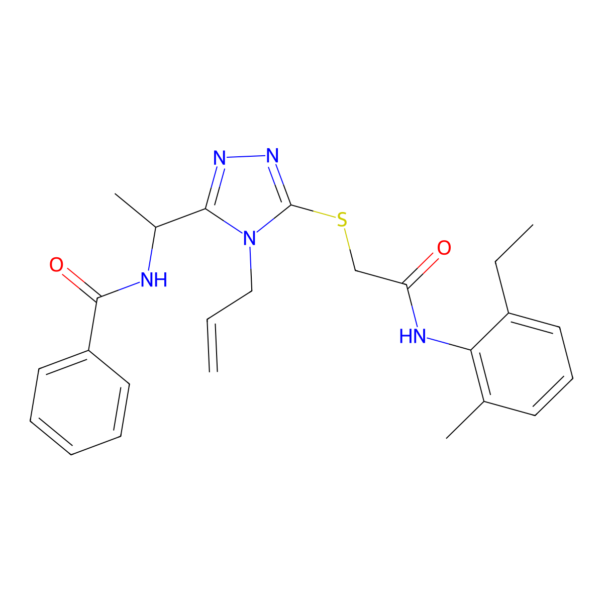 N-[1-[5-[2-(2-ethyl-6-methylanilino)-2-oxoethyl]sulfanyl-4-prop-2-enyl-1,2,4-triazol-3-yl]ethyl]benzamide molecular structure, CAS 701247-17-8