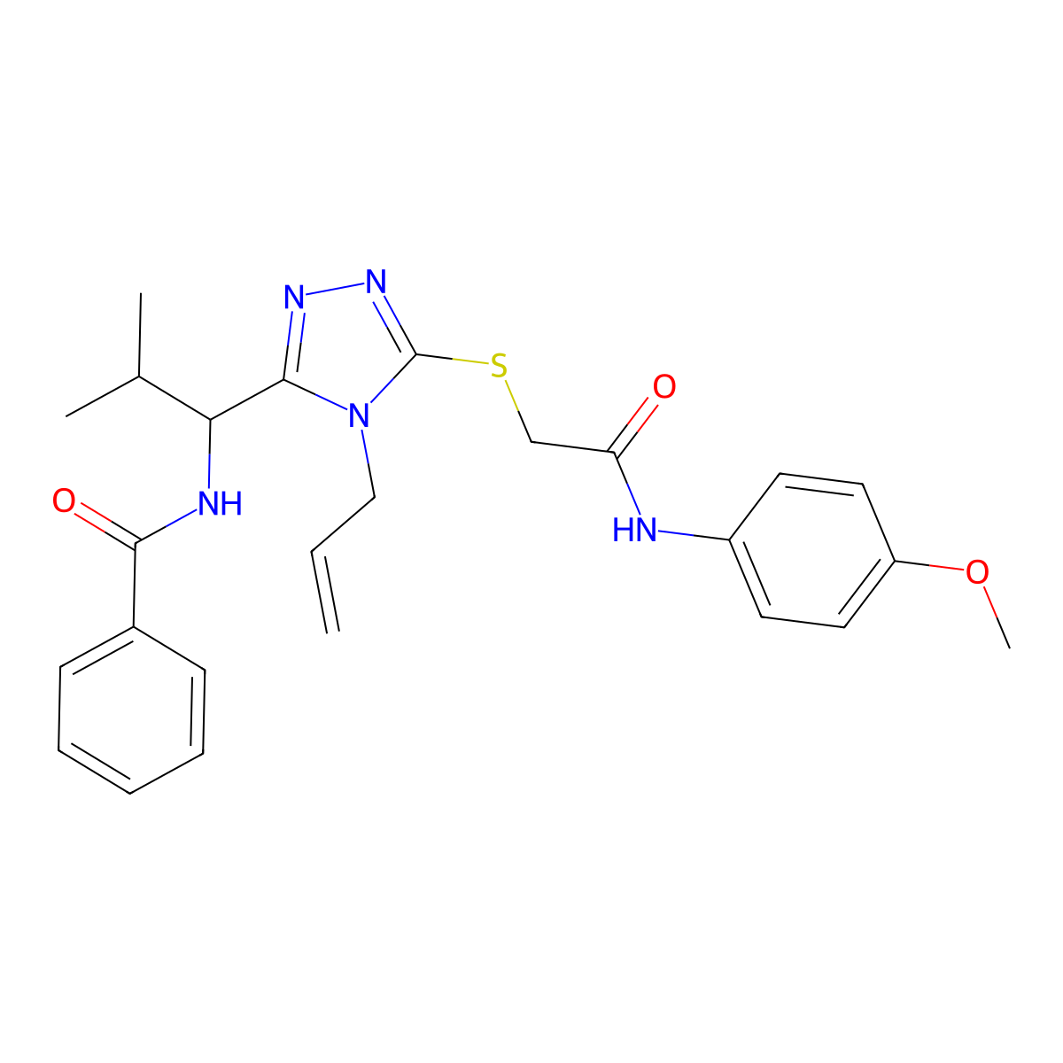 N-[1-[5-[2-(4-methoxyanilino)-2-oxoethyl]sulfanyl-4-prop-2-enyl-1,2,4-triazol-3-yl]-2-methylpropyl]benzamide molecular structure, CAS 701247-25-8