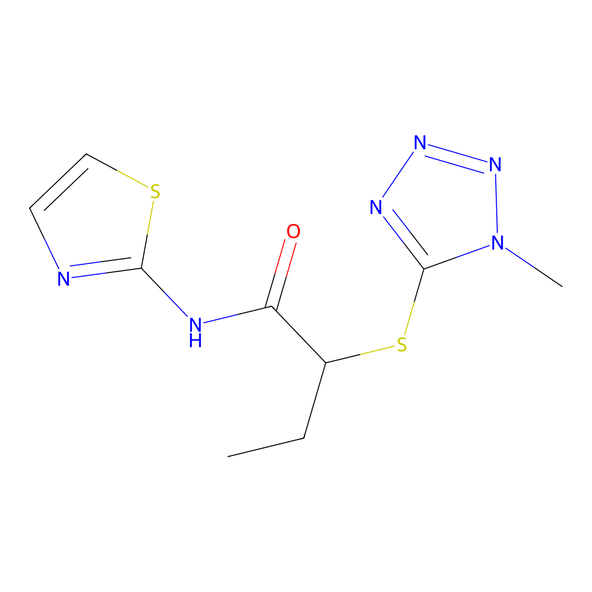 2-[(1-methyl-1H-tetrazol-5-yl)sulfanyl]-N-(1,3-thiazol-2-yl)butanamide molecular structure, CAS 701247-30-5