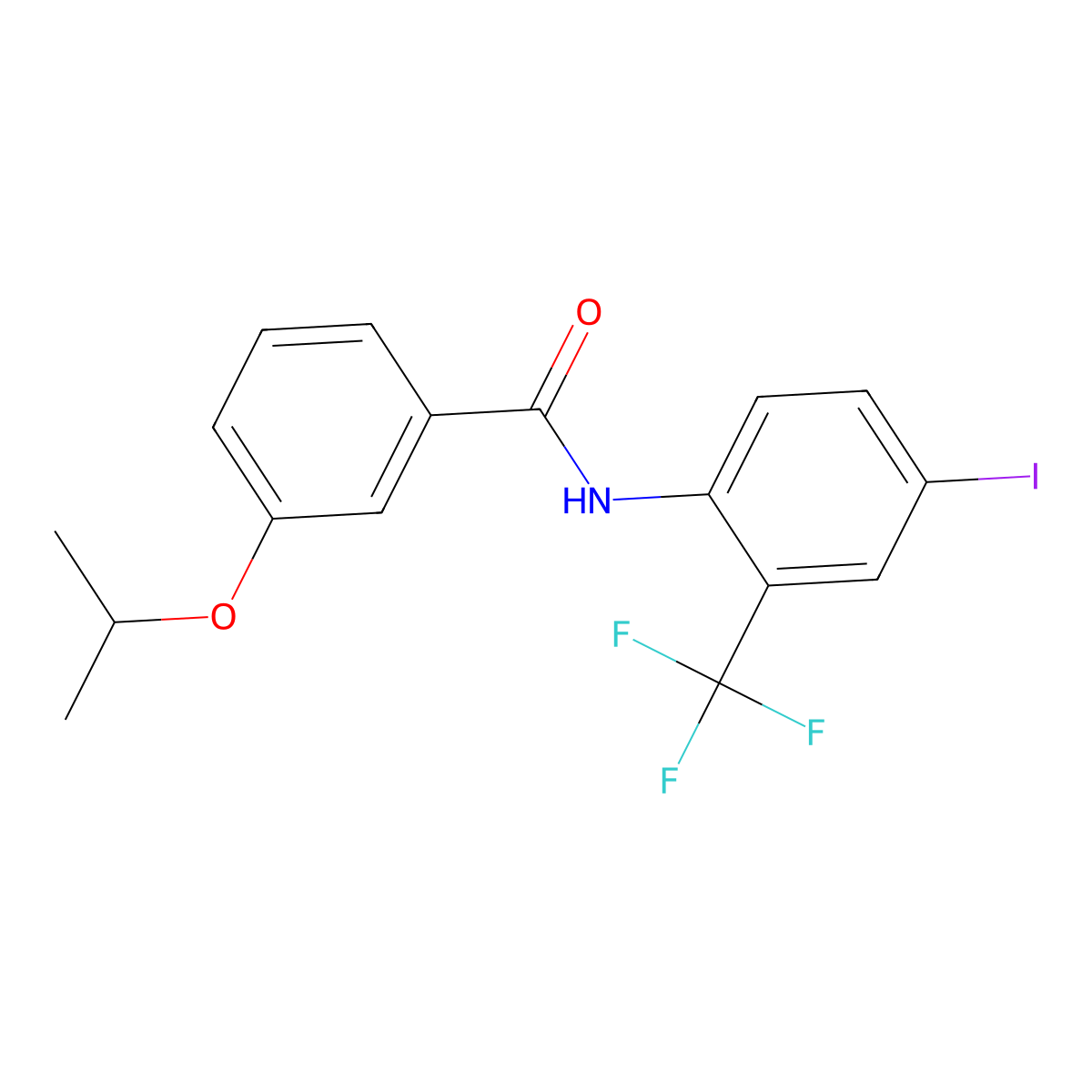 N-[4-iodo-2-(trifluoromethyl)phenyl]-3-propan-2-yloxybenzamide molecular structure, CAS 701247-85-0