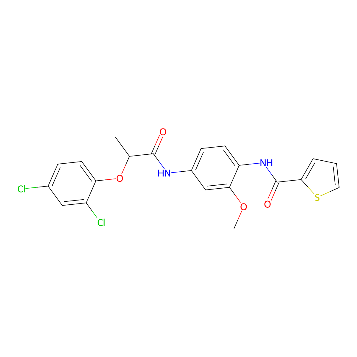 N-[4-[2-(2,4-dichlorophenoxy)propanoylamino]-2-methoxyphenyl]thiophene-2-carboxamide molecular structure, CAS 701248-12-6