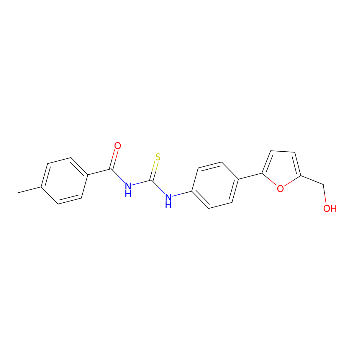 N-[[4-[5-(hydroxymethyl)furan-2-yl]phenyl]carbamothioyl]-4-methylbenzamide molecular structure, CAS 701248-16-0