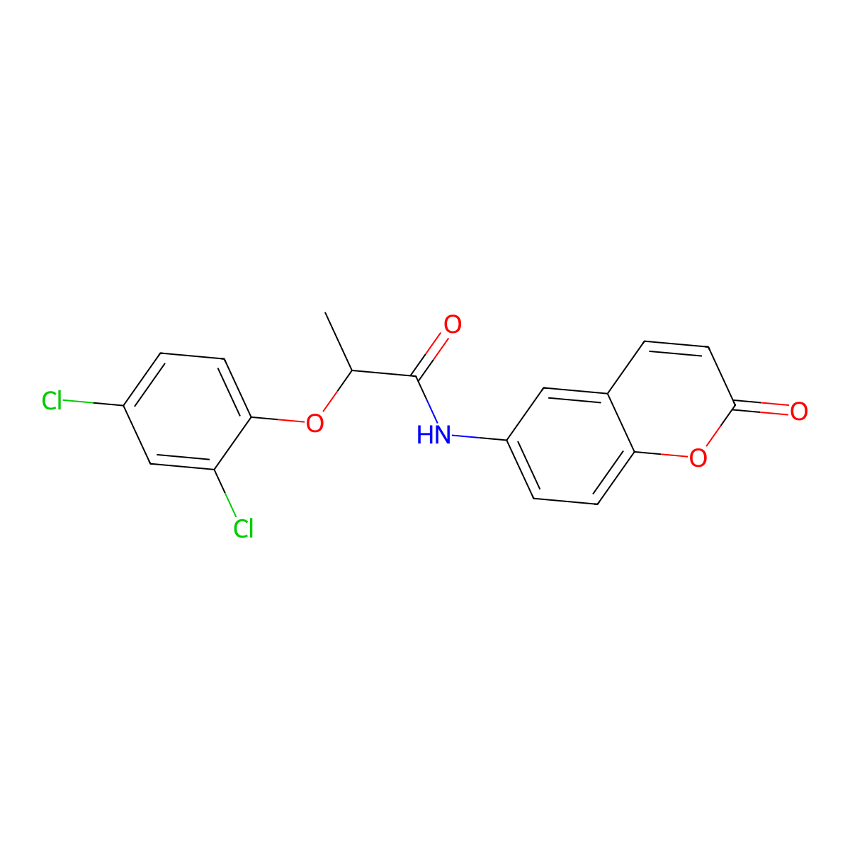 2-(2,4-dichlorophenoxy)-N-(2-oxochromen-6-yl)propanamide molecular structure, CAS 701248-17-1