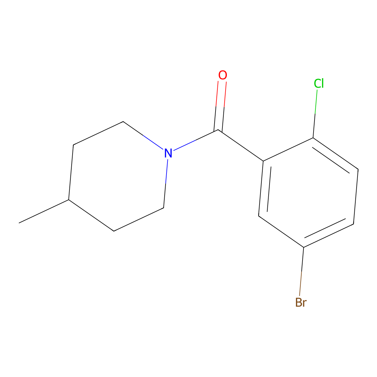 (5-Bromo-2-chlorophenyl)(4-methylpiperidin-1-yl)methanone molecular structure, CAS 701248-21-7