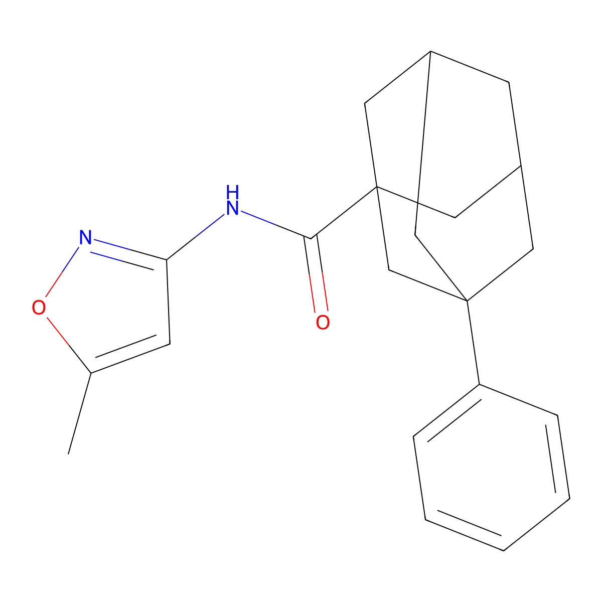 N-(5-methyl-1,2-oxazol-3-yl)-3-phenyladamantane-1-carboxamide molecular structure, CAS 701248-44-4