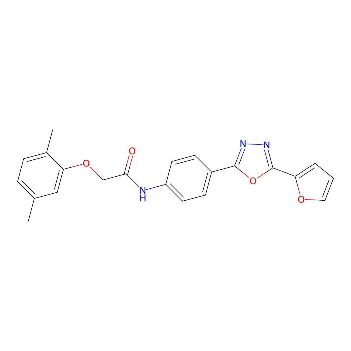 2-(2,5-dimethylphenoxy)-N-[4-[5-(furan-2-yl)-1,3,4-oxadiazol-2-yl]phenyl]acetamide molecular structure, CAS 701248-66-0