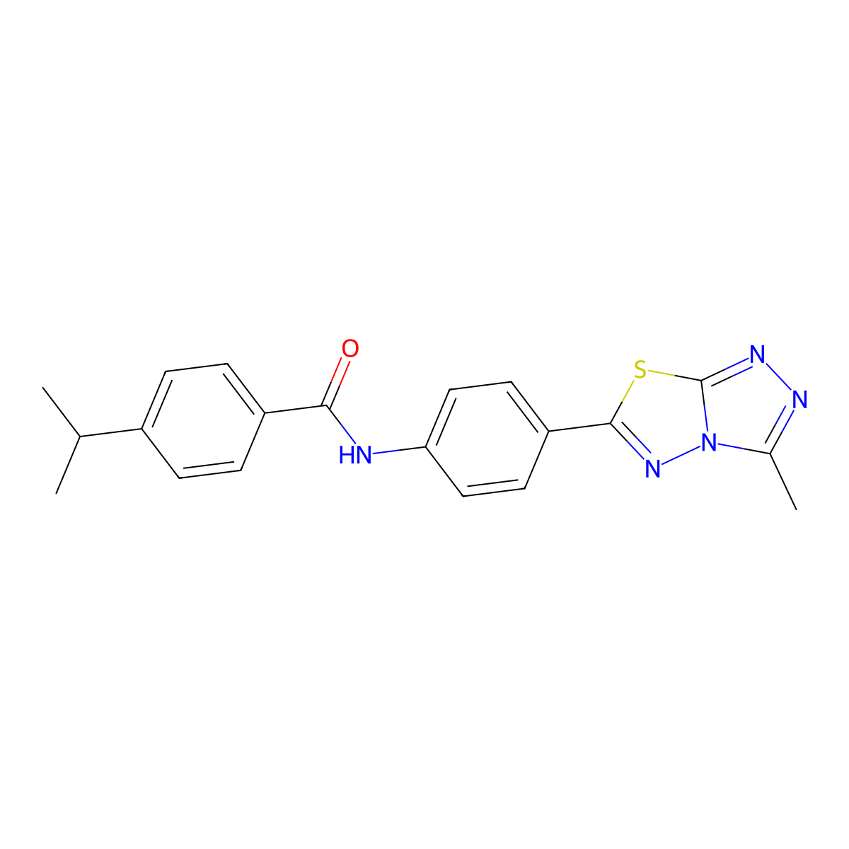 N-[4-(3-methyl-[1,2,4]triazolo[3,4-b][1,3,4]thiadiazol-6-yl)phenyl]-4-propan-2-ylbenzamide molecular structure, CAS 701248-71-7