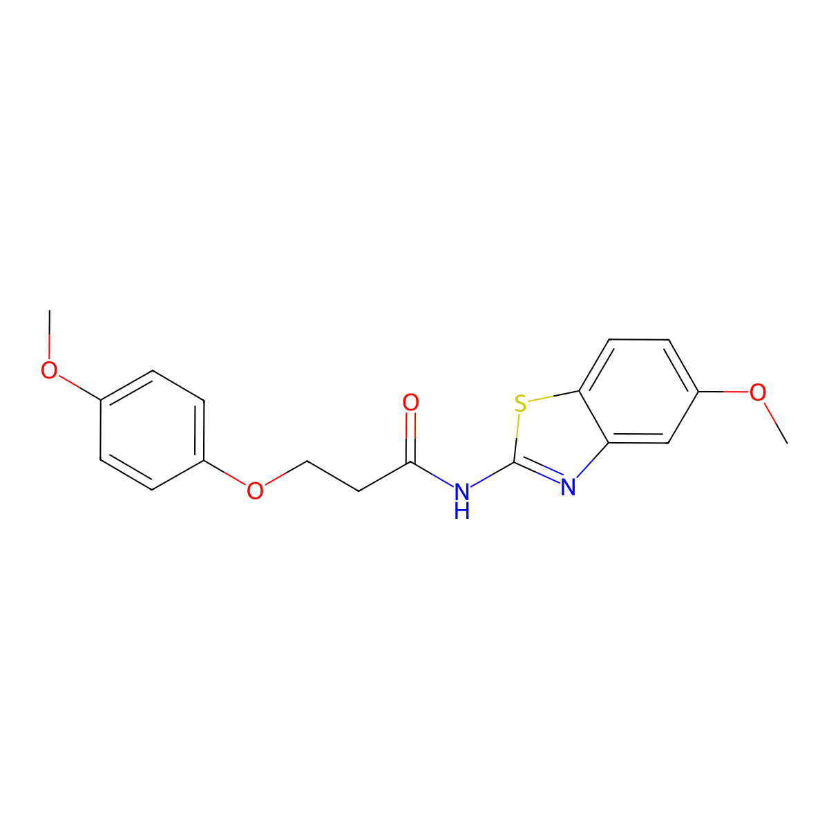 N-(5-methoxy-1,3-benzothiazol-2-yl)-3-(4-methoxyphenoxy)propanamide molecular structure, CAS 701248-84-2