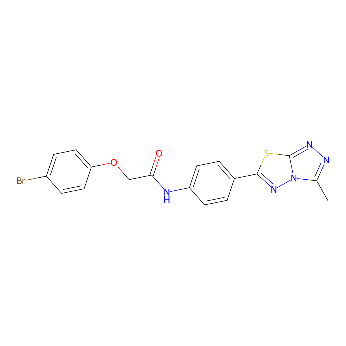 2-(4-bromophenoxy)-N-[4-(3-methyl[1,2,4]triazolo[3,4-b][1,3,4]thiadiazol-6-yl)phenyl]acetamide molecular structure, CAS 701248-91-1