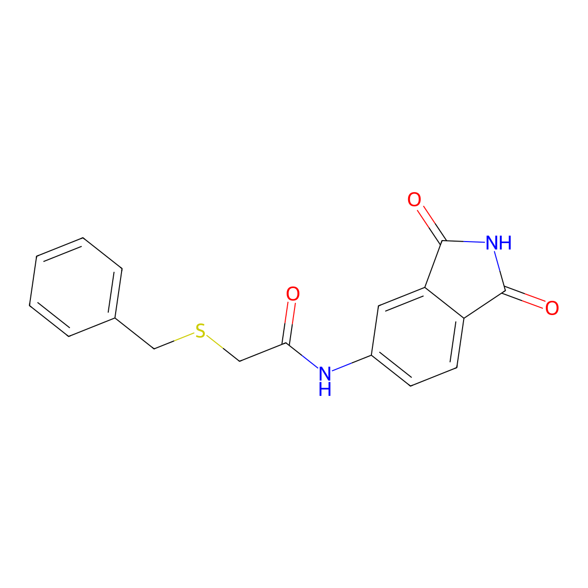2-benzylsulfanyl-N-(1,3-dioxoisoindol-5-yl)acetamide molecular structure, CAS 701248-96-6