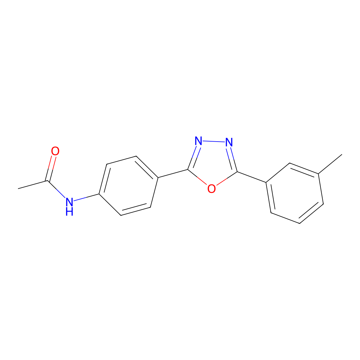 N-[4-[5-(3-methylphenyl)-1,3,4-oxadiazol-2-yl]phenyl]acetamide molecular structure, CAS 701249-13-0