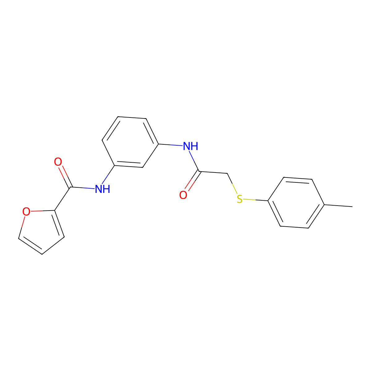 N-[3-[[2-(4-methylphenyl)sulfanylacetyl]amino]phenyl]furan-2-carboxamide molecular structure, CAS 701250-48-8