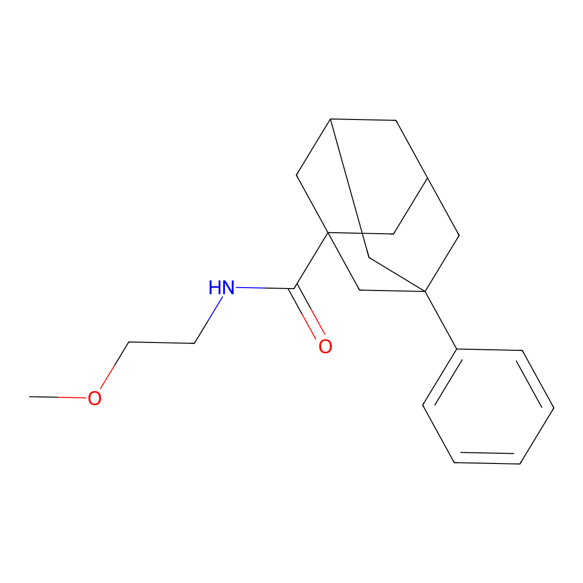N-(2-methoxyethyl)-3-phenyl-1-adamantanecarboxamide molecular structure, CAS 701250-94-4