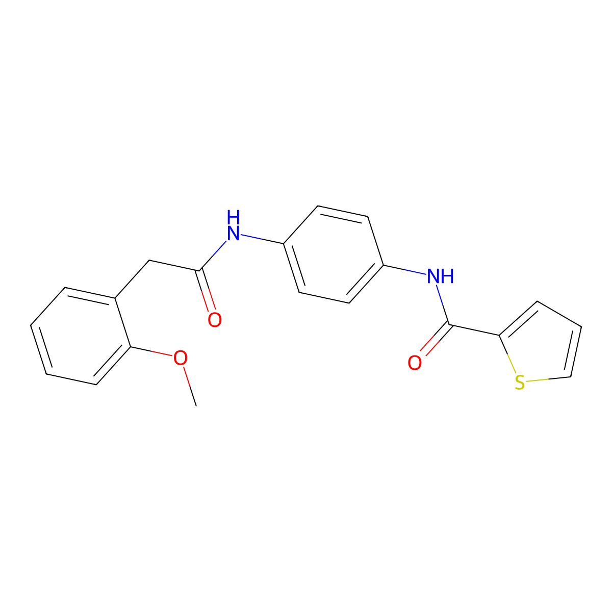 N-[4-[[2-(2-methoxyphenyl)acetyl]amino]phenyl]thiophene-2-carboxamide molecular structure, CAS 701251-06-1