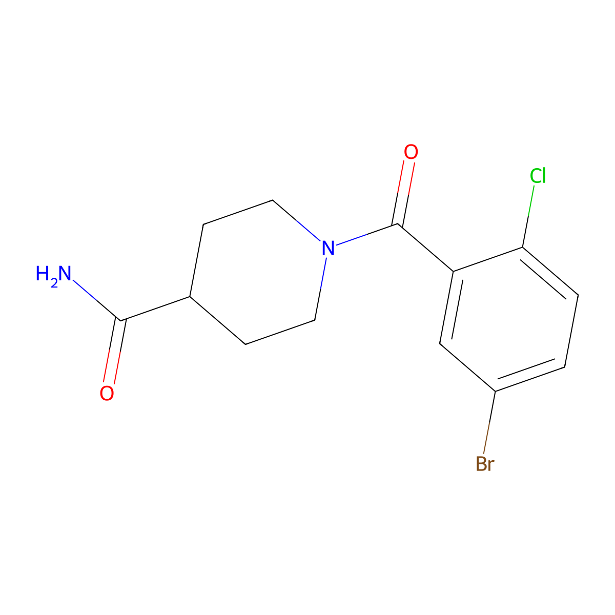 1-(5-Bromo-2-chlorobenzoyl)piperidine-4-carboxamide molecular structure, CAS 701251-20-9