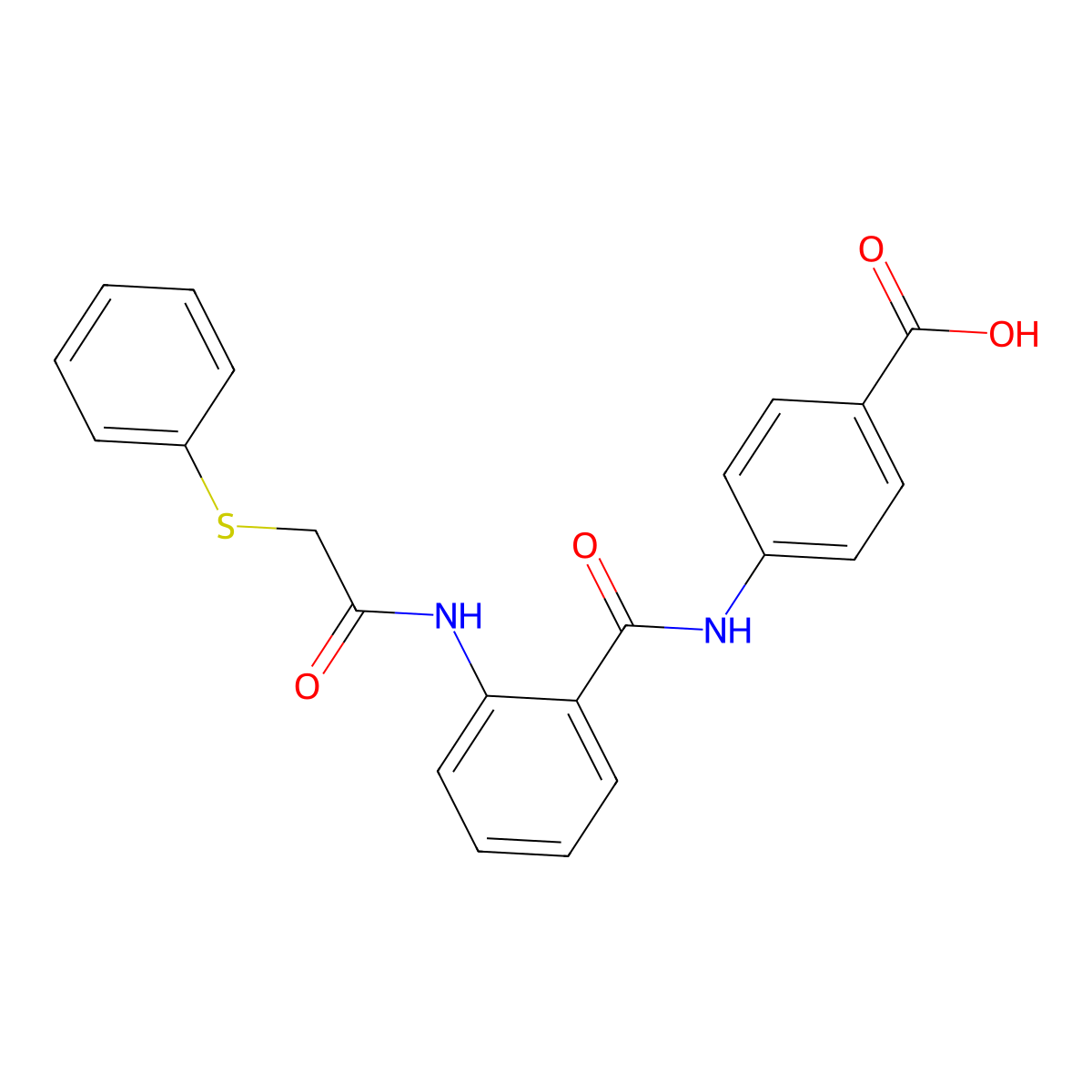 4-{[(2-{[(Phenylsulfanyl)acetyl]amino}phenyl)carbonyl]amino}benzoic acid molecular structure, CAS 701251-26-5