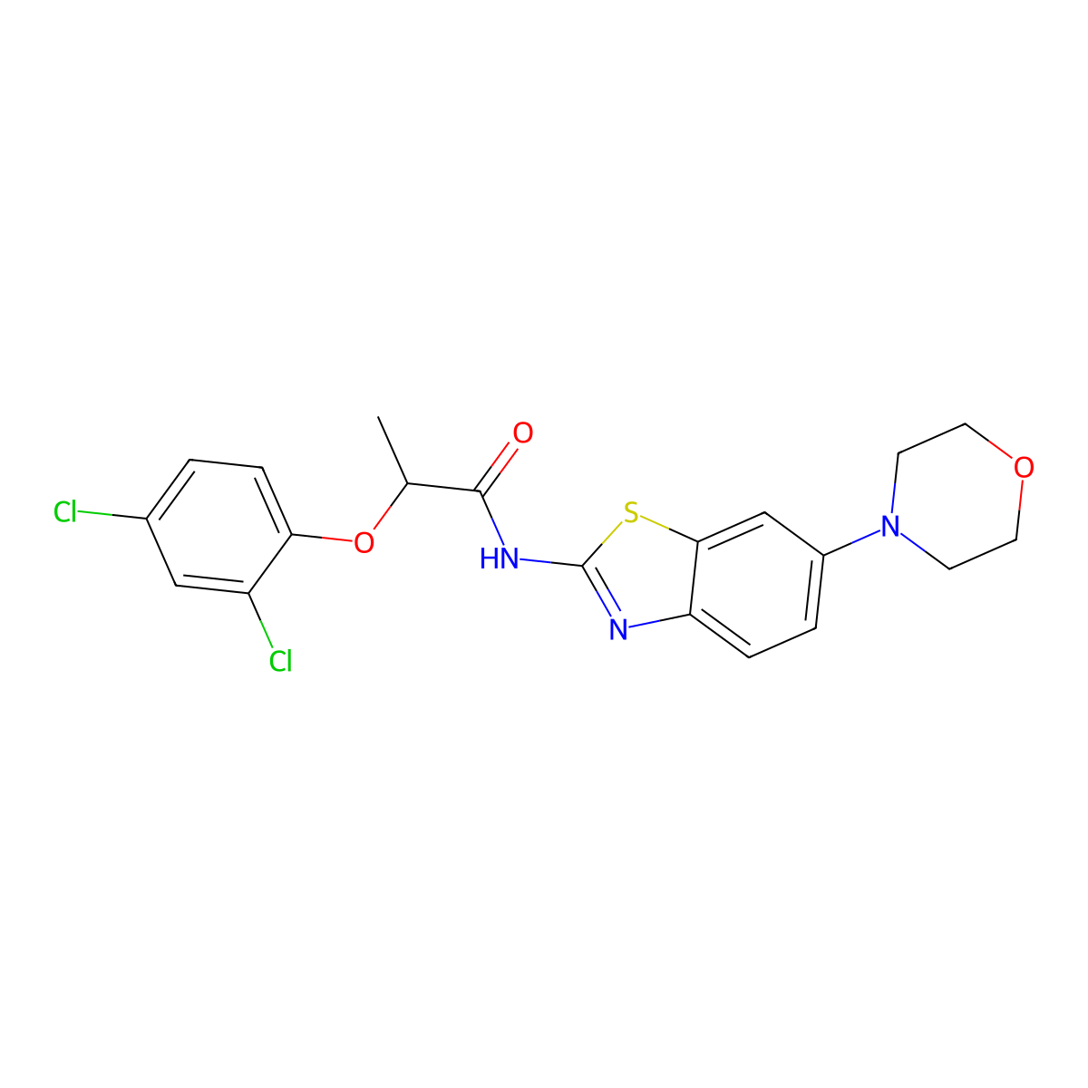 2-(2,4-dichlorophenoxy)-N-(6-morpholin-4-yl-1,3-benzothiazol-2-yl)propanamide molecular structure, CAS 701251-84-5