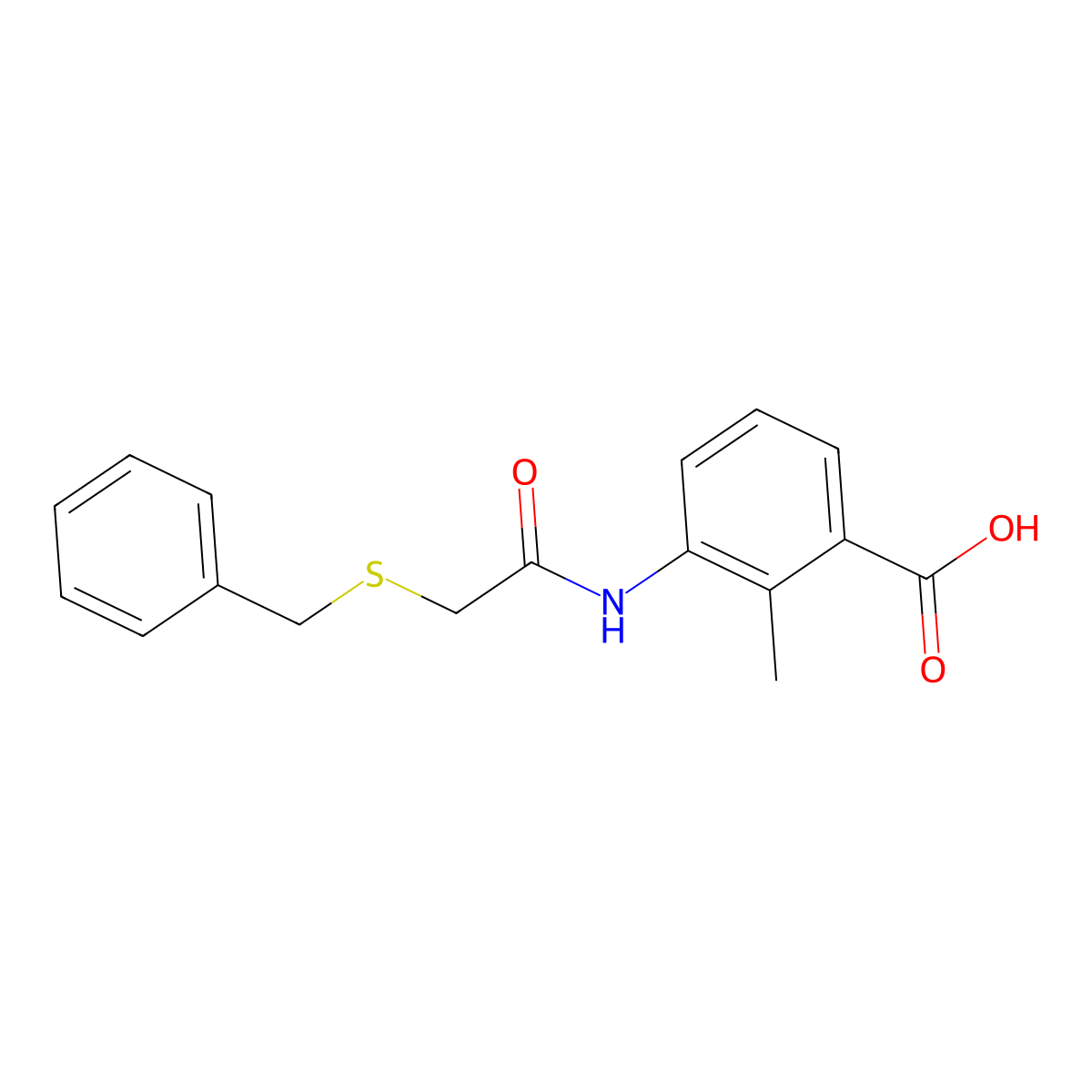 3-{[(Benzylsulfanyl)acetyl]amino}-2-methylbenzoic acid molecular structure, CAS 701252-01-9
