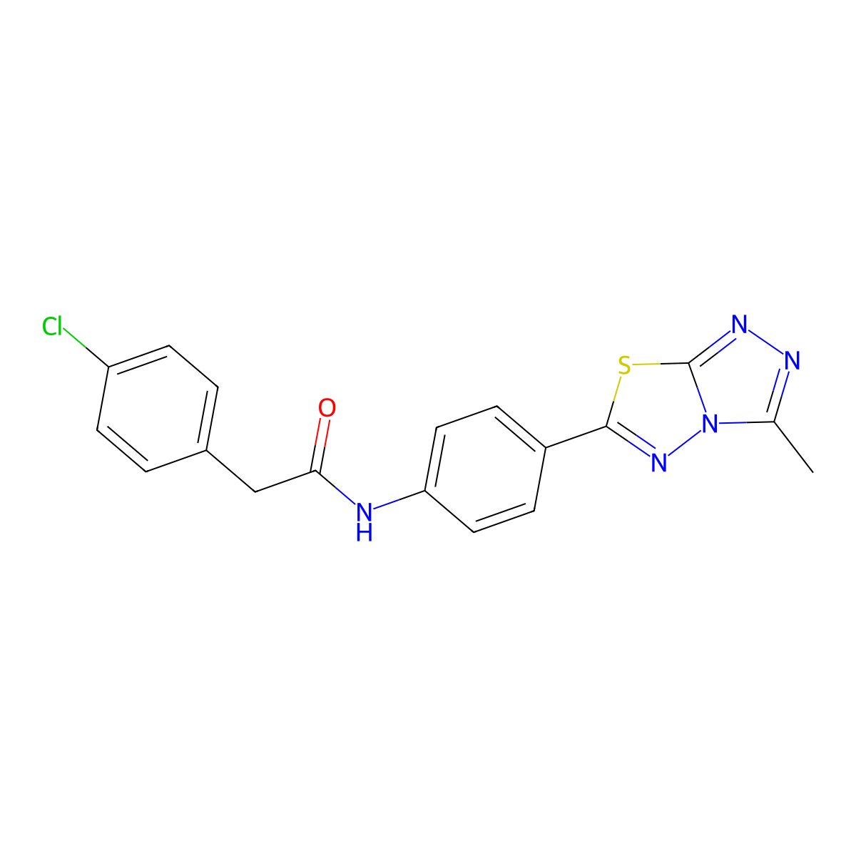 2-(4-chlorophenyl)-N-[4-(3-methyl[1,2,4]triazolo[3,4-b][1,3,4]thiadiazol-6-yl)phenyl]acetamide molecular structure, CAS 701252-14-4