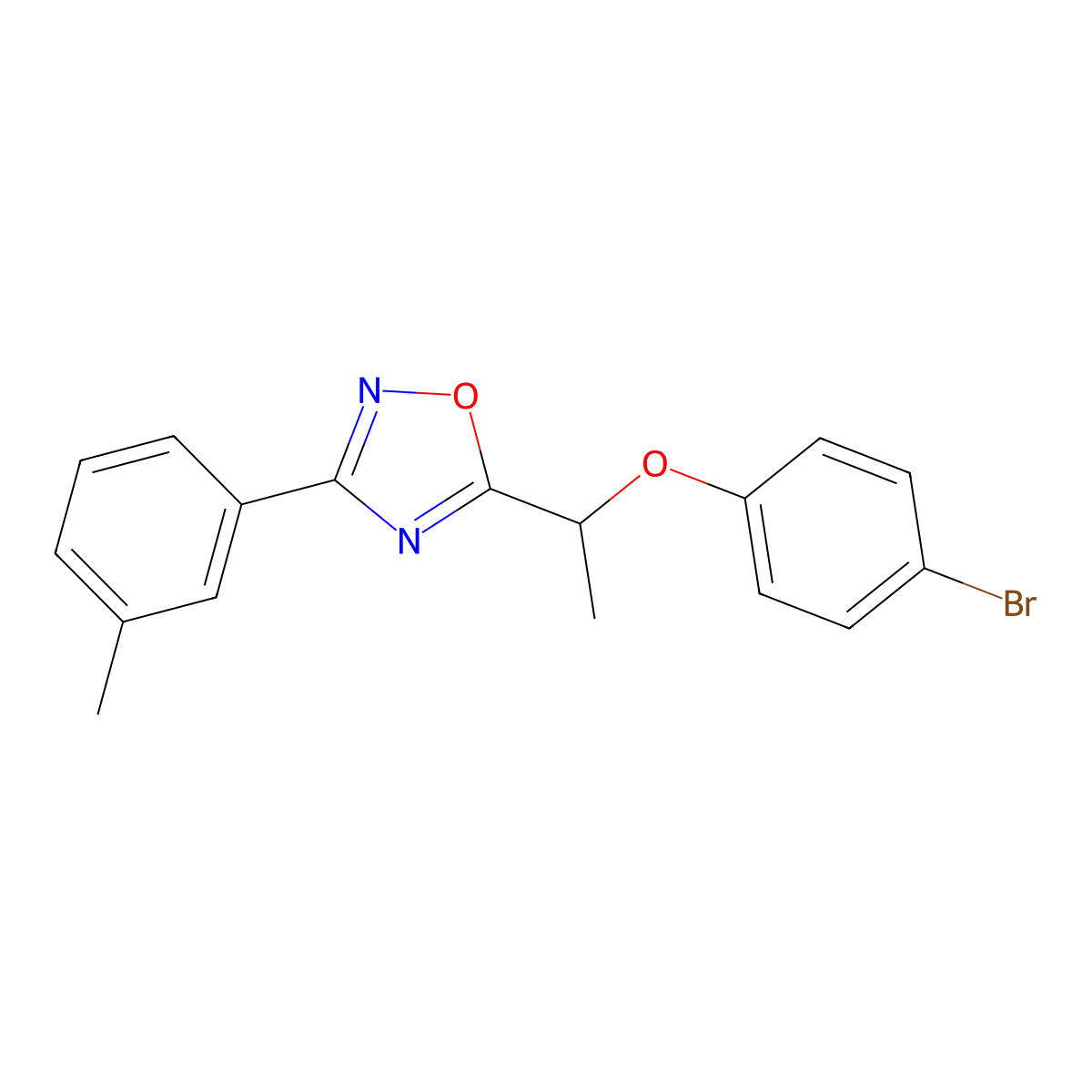 5-[1-(4-Bromophenoxy)ethyl]-3-(3-methylphenyl)-1,2,4-oxadiazole molecular structure, CAS 701252-18-8