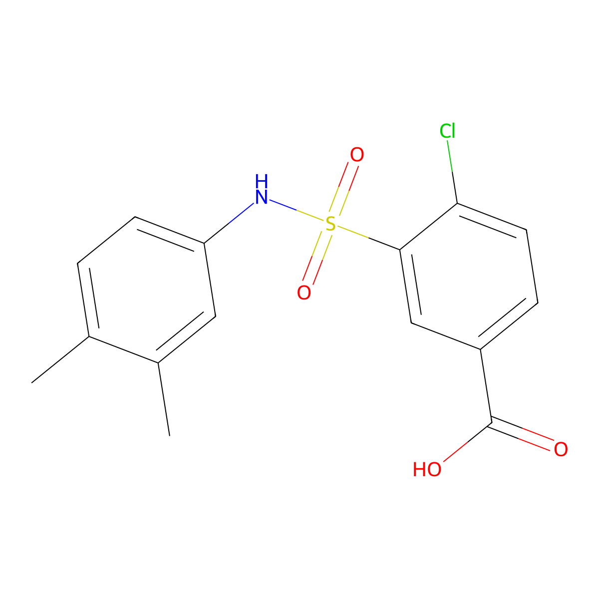 4-chloro-3-[(3,4-dimethylphenyl)sulfamoyl]benzoic Acid molecular structure, CAS 701252-29-1