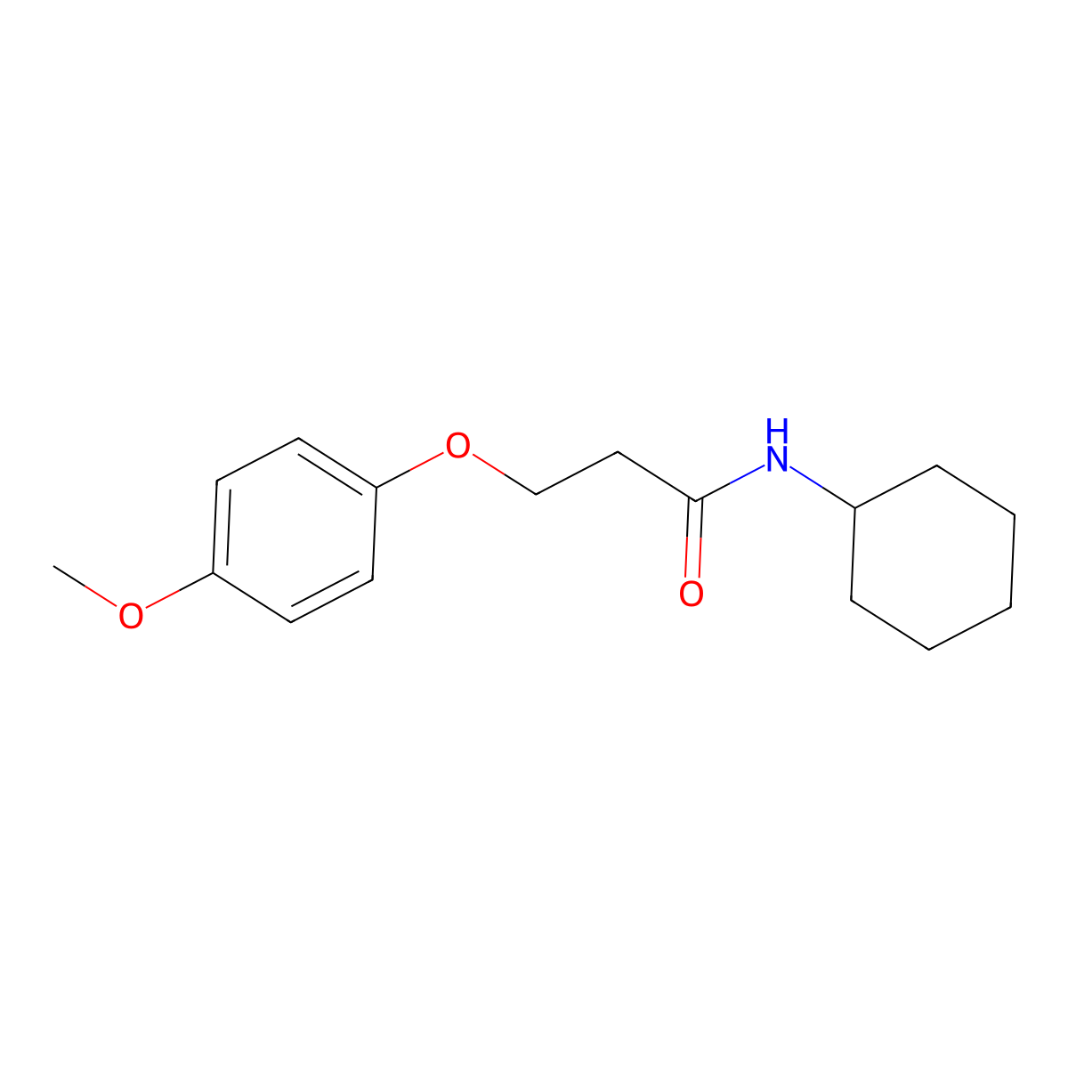 N-cyclohexyl-3-(4-methoxyphenoxy)propanamide molecular structure, CAS 701252-30-4