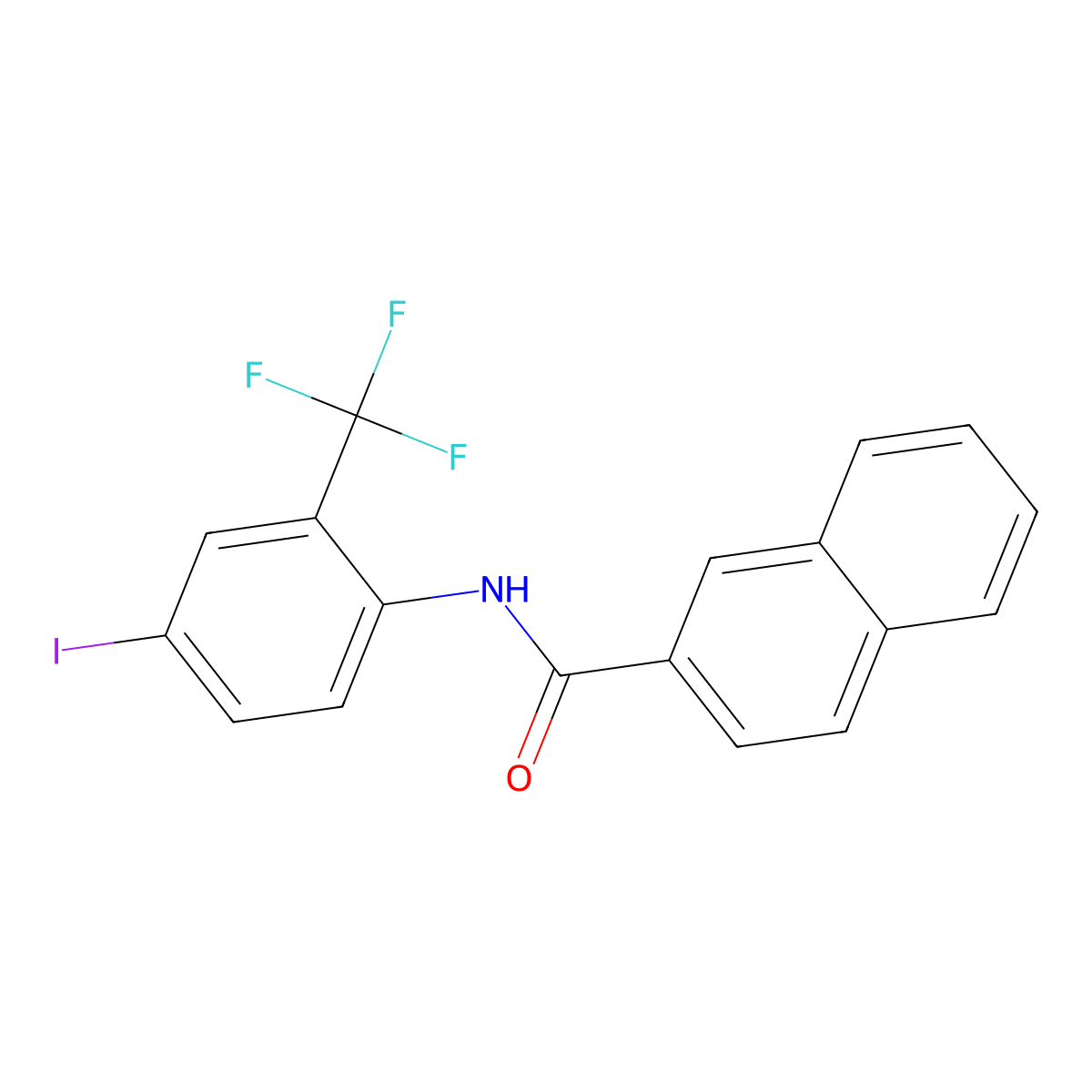 N-[4-iodo-2-(trifluoromethyl)phenyl]naphthalene-2-carboxamide molecular structure, CAS 701252-46-2