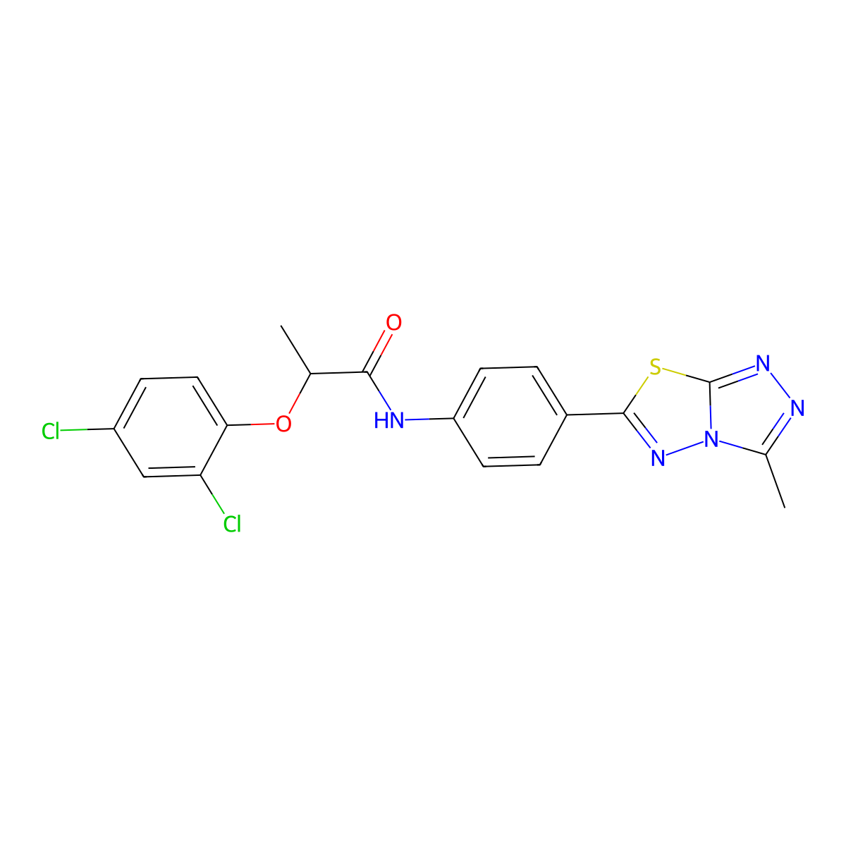 2-(2,4-dichlorophenoxy)-N-[4-(3-methyl[1,2,4]triazolo[3,4-b][1,3,4]thiadiazol-6-yl)phenyl]propanamide molecular structure, CAS 701252-89-3