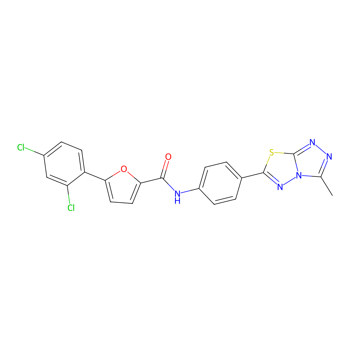 5-(2,4-dichlorophenyl)-N-[4-(3-methyl[1,2,4]triazolo[3,4-b][1,3,4]thiadiazol-6-yl)phenyl]-2-furamide molecular structure, CAS 701253-62-5