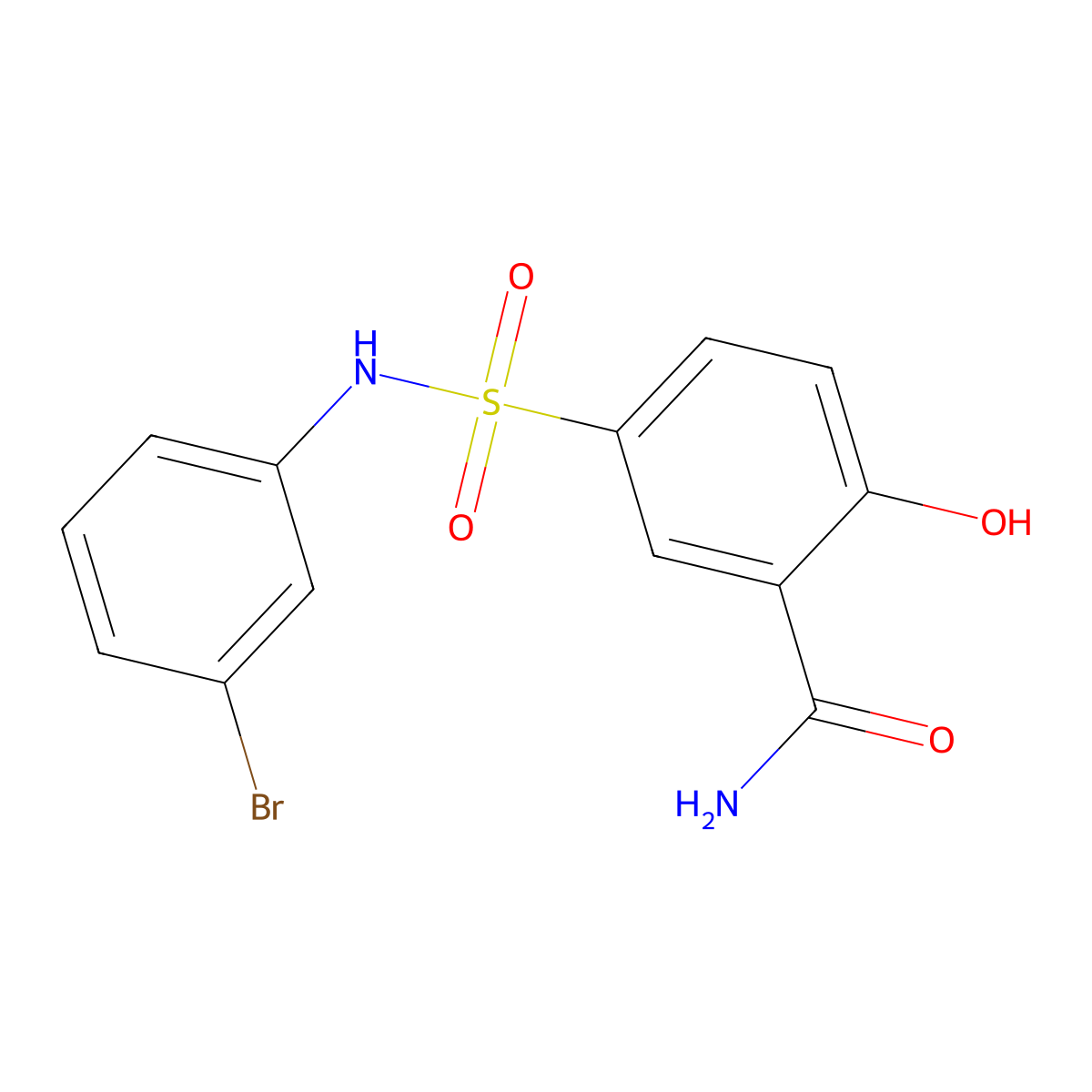 5-[[(3-Bromophenyl)amino]sulfonyl]-2-hydroxybenzamide molecular structure, CAS 701253-64-7