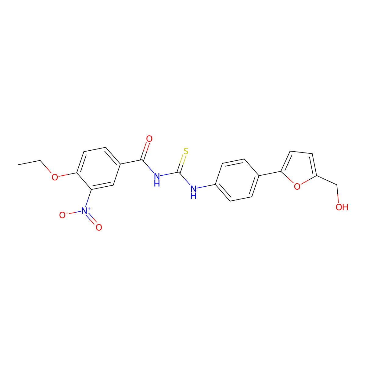 4-ethoxy-N-[[4-[5-(hydroxymethyl)furan-2-yl]phenyl]carbamothioyl]-3-nitrobenzamide molecular structure, CAS 701253-67-0