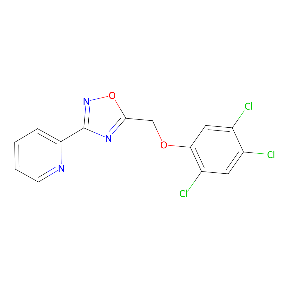 2-{5-[(2,4,5-Trichlorophenoxy)methyl]-1,2,4-oxadiazol-3-yl}pyridine molecular structure, CAS 701253-73-8