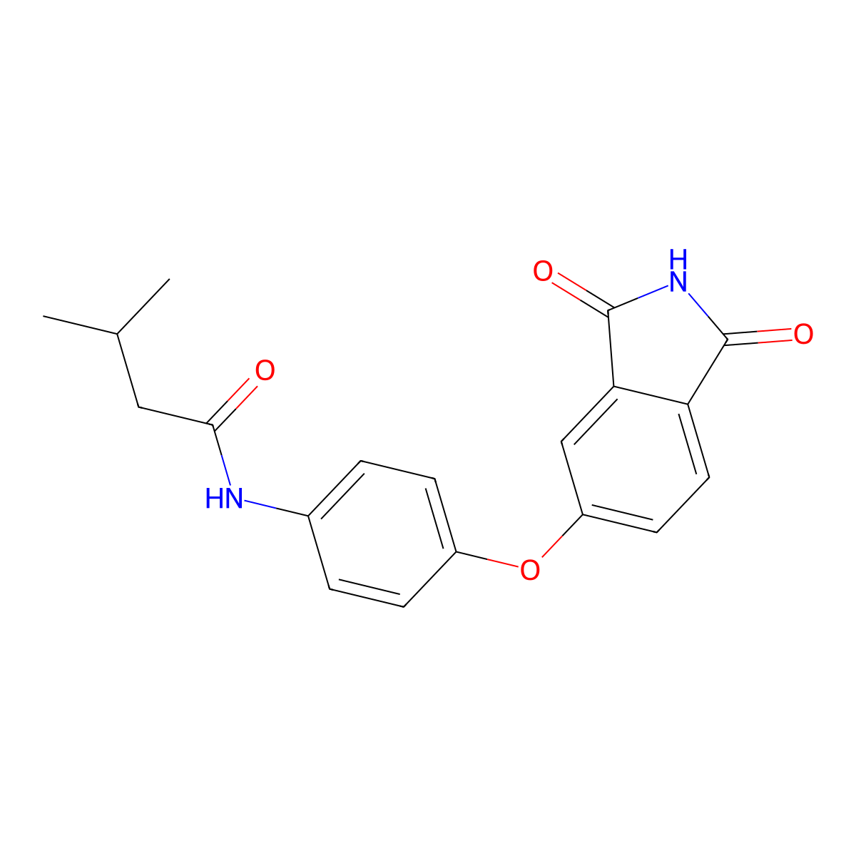 N-[4-(1,3-dioxoisoindol-5-yl)oxyphenyl]-3-methylbutanamide molecular structure, CAS 701253-82-9