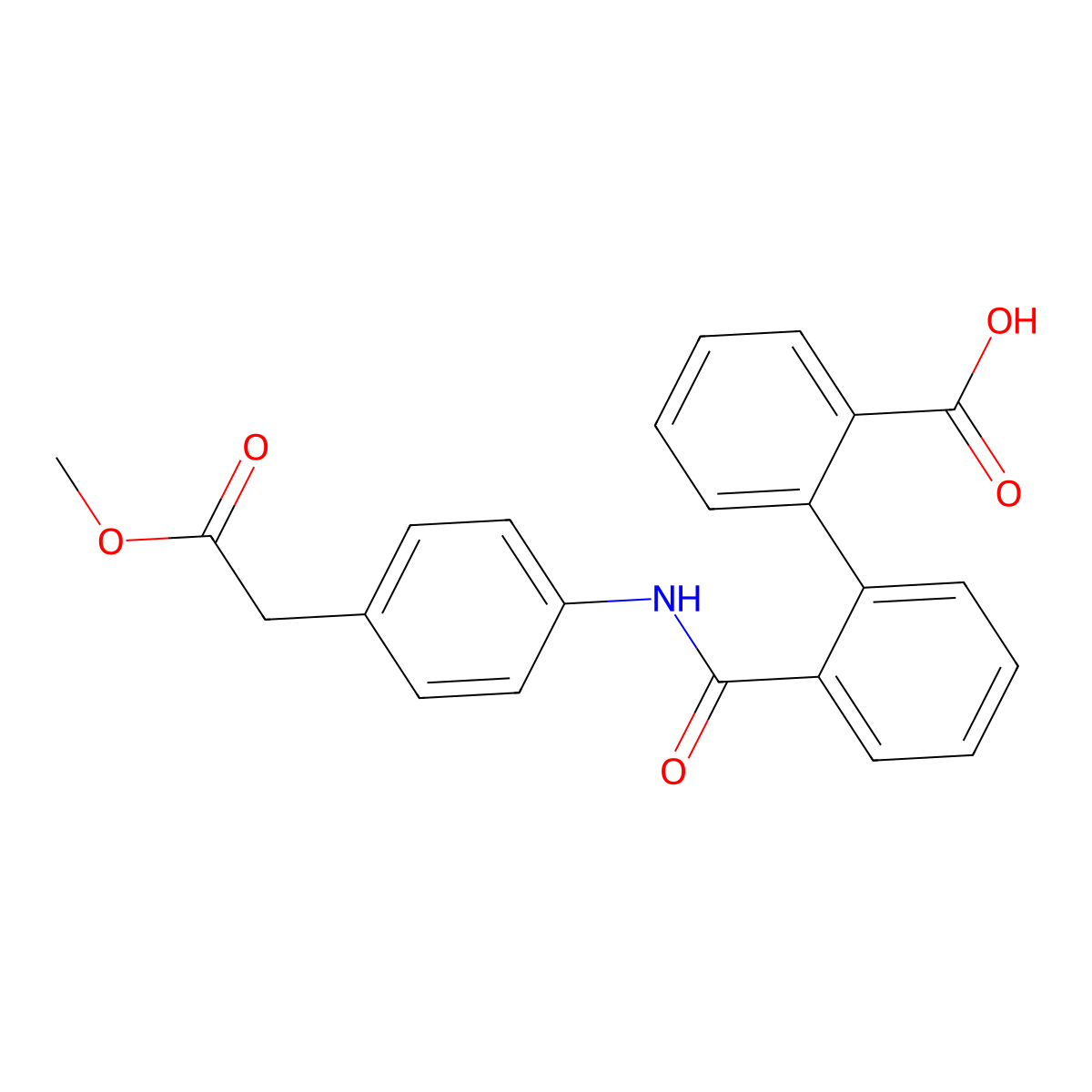 2-[2-(N-{4-[(methoxycarbonyl)methyl]phenyl}carbamoyl)phenyl]benzoic acid molecular structure, CAS 701253-96-5
