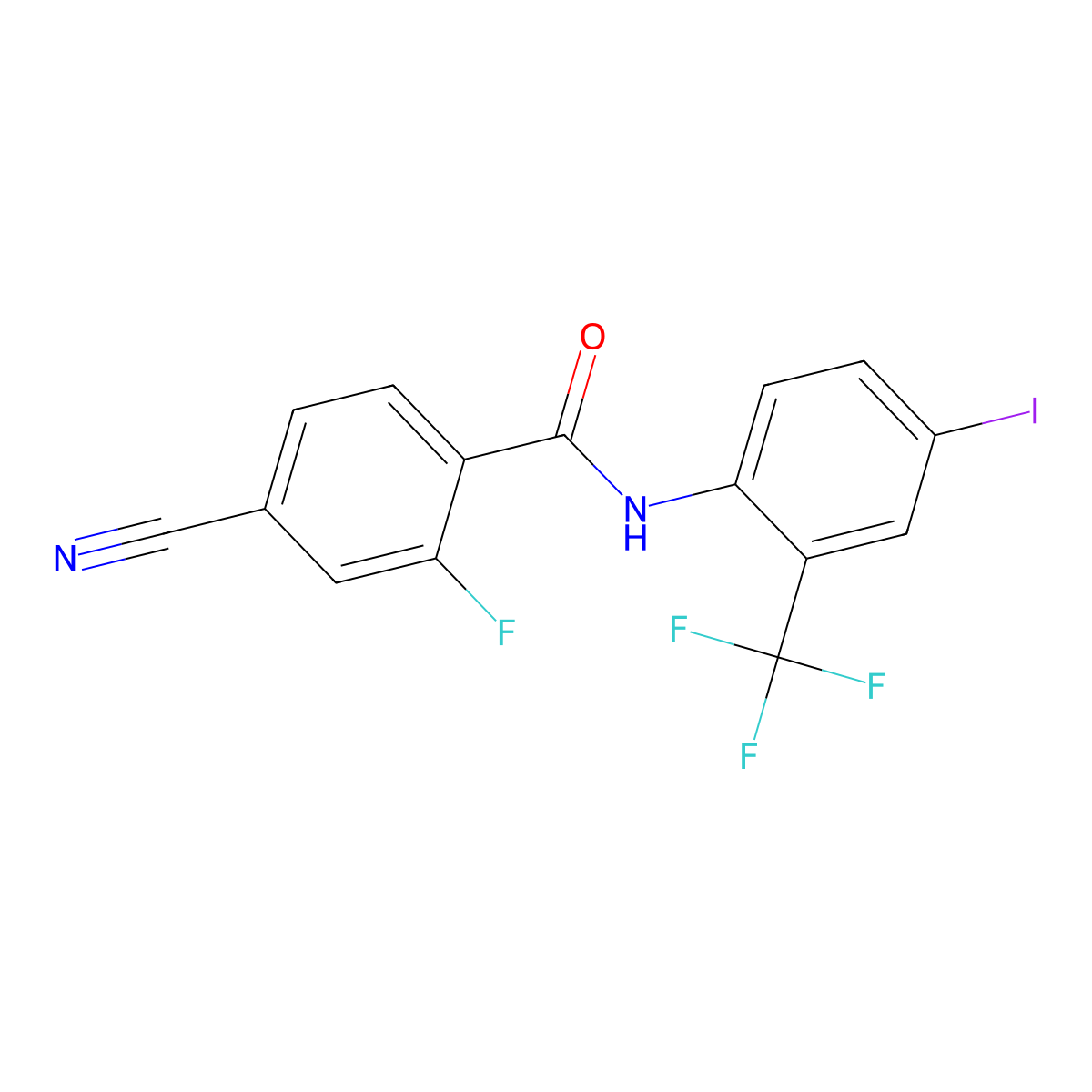 4-cyano-2-fluoro-N-[4-iodo-2-(trifluoromethyl)phenyl]benzamide molecular structure, CAS 701254-14-0