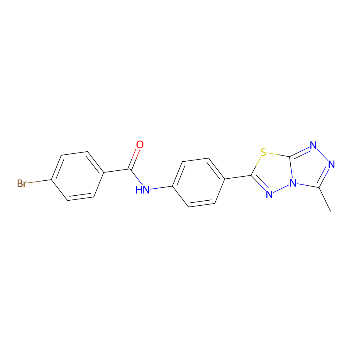 4-bromo-N-[4-(3-methyl-[1,2,4]triazolo[3,4-b][1,3,4]thiadiazol-6-yl)phenyl]benzamide molecular structure, CAS 701254-33-3
