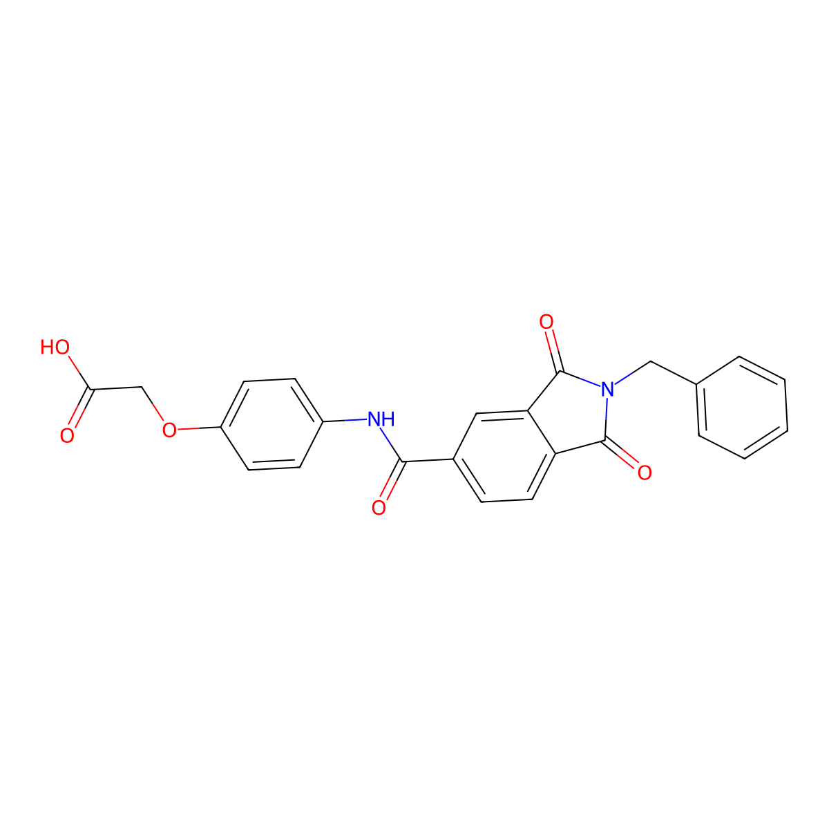 (4-{[(2-benzyl-1,3-dioxo-2,3-dihydro-1H-isoindol-5-yl)carbonyl]amino}phenoxy)acetic acid molecular structure, CAS 701254-50-4
