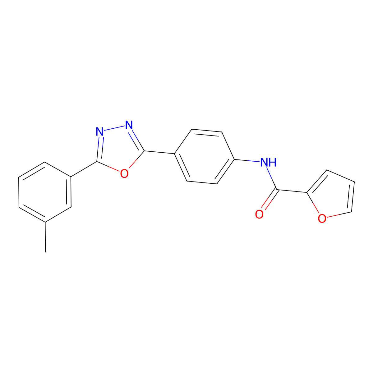 N-[4-[5-(3-methylphenyl)-1,3,4-oxadiazol-2-yl]phenyl]furan-2-carboxamide molecular structure, CAS 701254-54-8