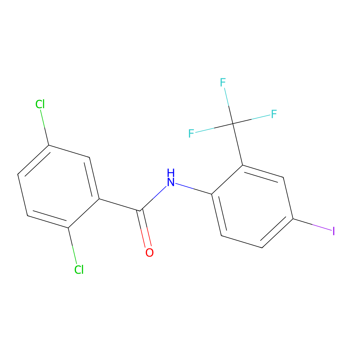 2,5-dichloro-N-[4-iodo-2-(trifluoromethyl)phenyl]benzamide molecular structure, CAS 701254-56-0