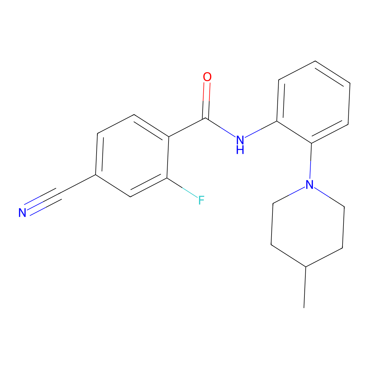 4-cyano-2-fluoro-N-[2-(4-methylpiperidin-1-yl)phenyl]benzamide molecular structure, CAS 701254-57-1