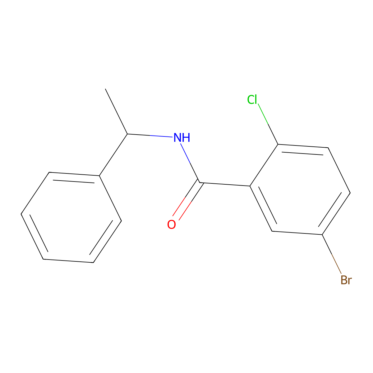 5-bromo-2-chloro-N-(1-phenylethyl)benzamide molecular structure, CAS 701254-68-4