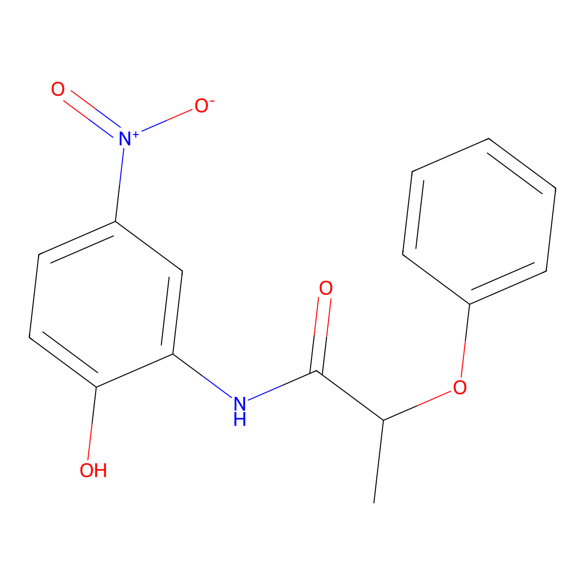 N-(2-hydroxy-5-nitrophenyl)-2-phenoxypropanamide molecular structure, CAS 701254-91-3