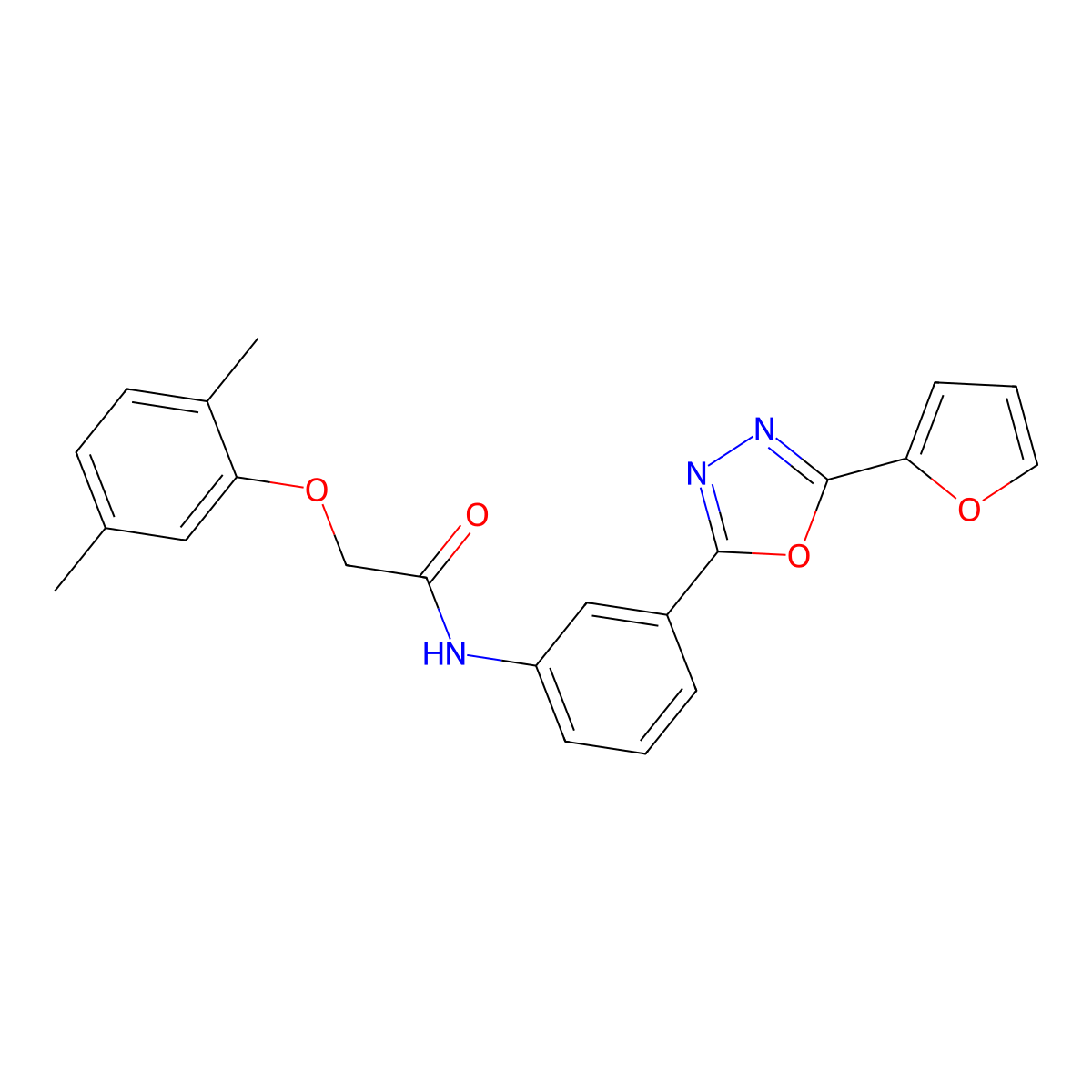2-(2,5-dimethylphenoxy)-N-[3-[5-(furan-2-yl)-1,3,4-oxadiazol-2-yl]phenyl]acetamide molecular structure, CAS 701254-94-6
