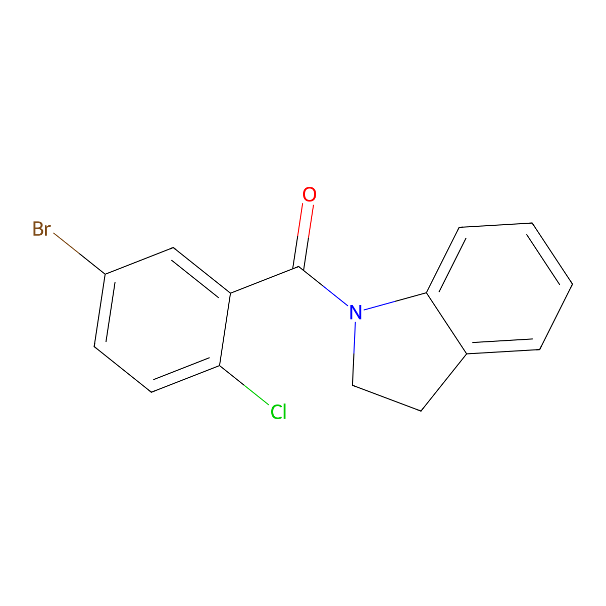 (5-Bromo-2-chlorophenyl)-(2,3-dihydroindol-1-yl)methanone molecular structure, CAS 701255-34-7