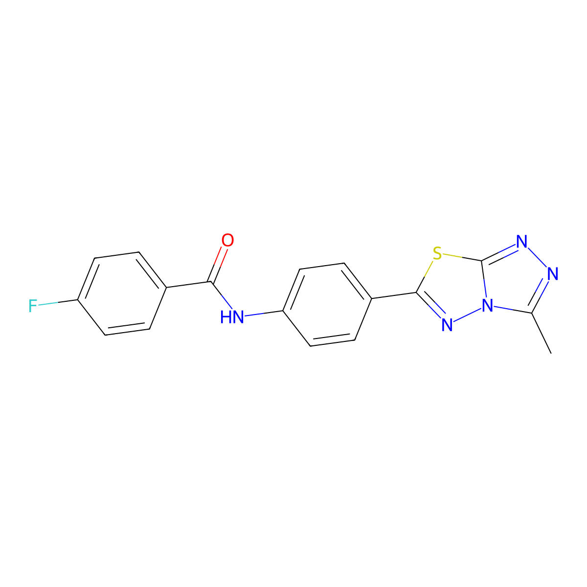 4-fluoro-N-[4-(3-methyl[1,2,4]triazolo[3,4-b][1,3,4]thiadiazol-6-yl)phenyl]benzamide molecular structure, CAS 701256-23-7