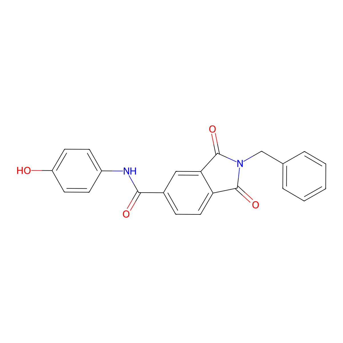 2-benzyl-N-(4-hydroxyphenyl)-1,3-dioxoisoindole-5-carboxamide molecular structure, CAS 701256-40-8
