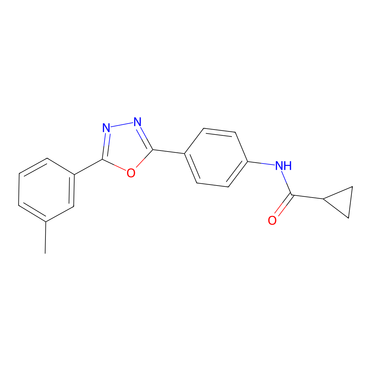 N-[4-[5-(3-methylphenyl)-1,3,4-oxadiazol-2-yl]phenyl]cyclopropanecarboxamide molecular structure, CAS 701256-43-1