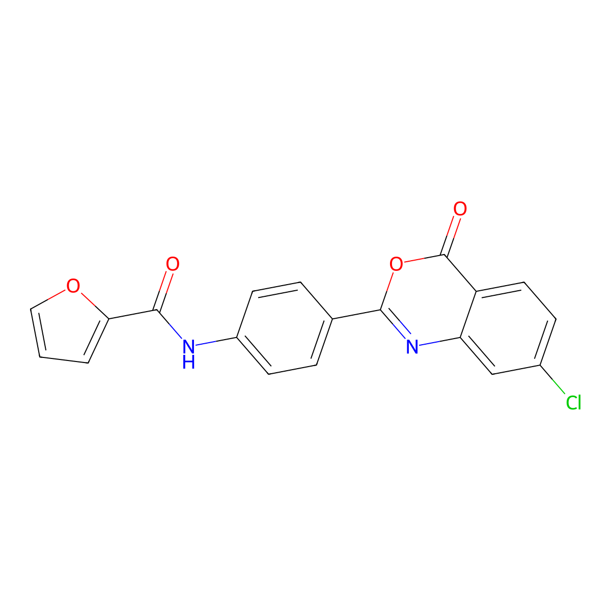 N-[4-(7-chloro-4-oxo-3,1-benzoxazin-2-yl)phenyl]furan-2-carboxamide molecular structure, CAS 701256-52-2