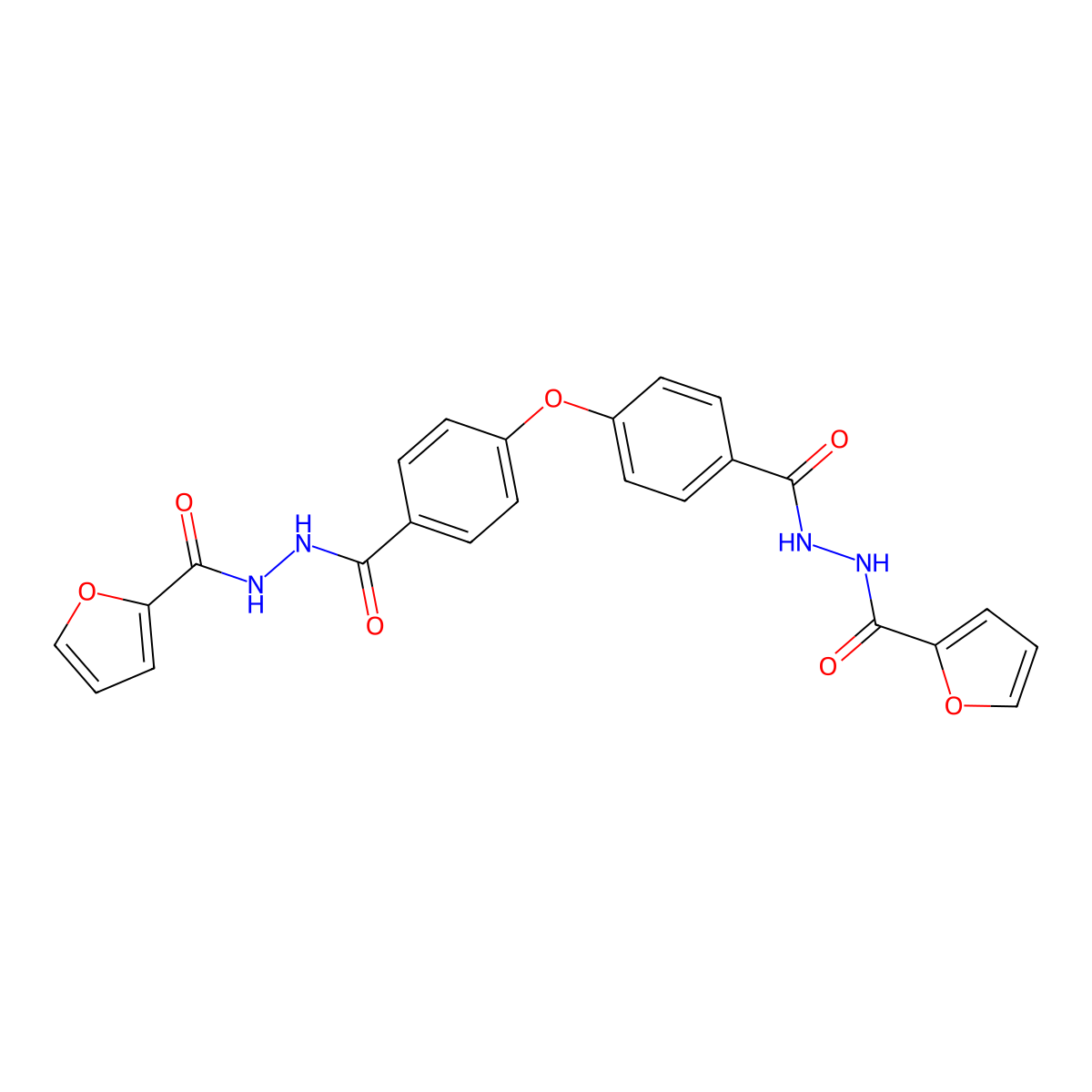 N'-[4-[4-[(furan-2-carbonylamino)carbamoyl]phenoxy]benzoyl]furan-2-carbohydrazide molecular structure, CAS 701256-60-2
