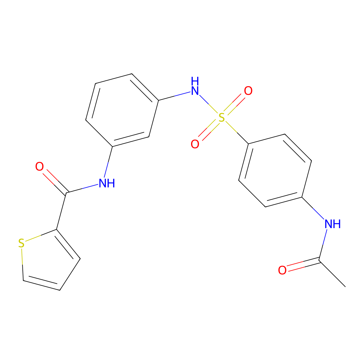 N-[3-[(4-acetamidophenyl)sulfonylamino]phenyl]thiophene-2-carboxamide molecular structure, CAS 701256-73-7